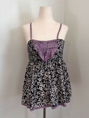 Y2K Purple floral babydoll top // size small